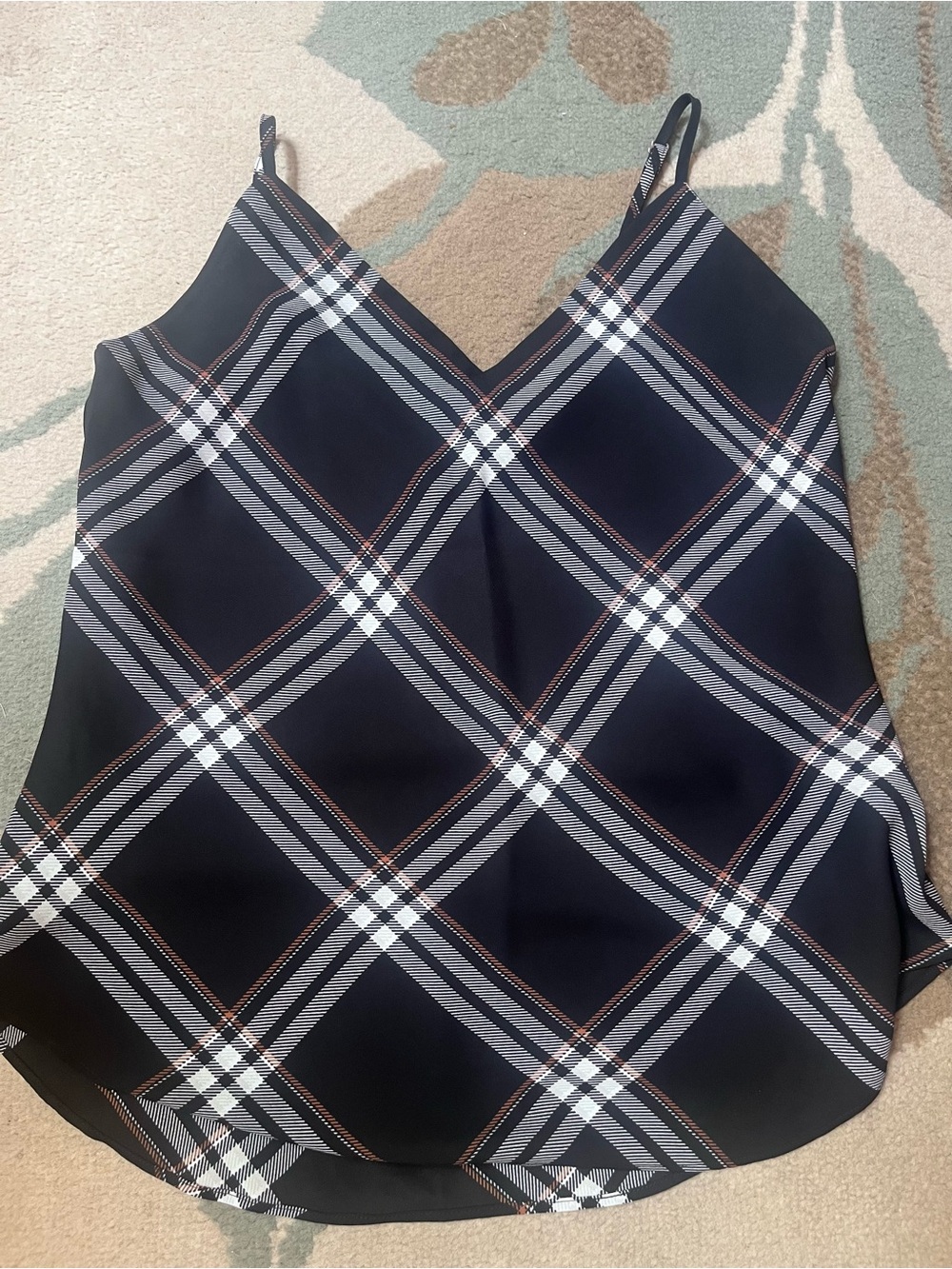 NWT! Ann Taylor Polyester Camisole with Adjustable Straps, Plaid Size XS.